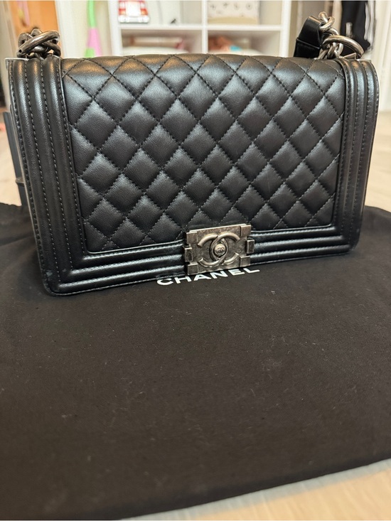 CHANEL Handbags - CHANEL Black Quilted Boy Shoulder Bag with Silver Hardware